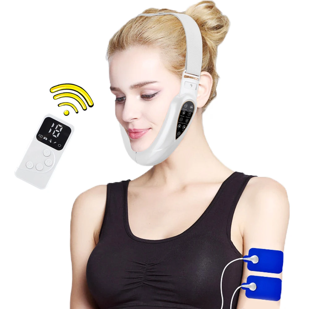 

EMS Facial Lifting Device LED Photon Therapy Face Slimming TENS Pulse Massager Remove Double Chin V-Face Shaped Cheek Lift Belt