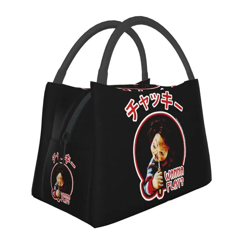 

Wanna Play Child's Play Insulated Lunch Bags for Women Chucky Doll Resuable Cooler Thermal Food Lunch Box Outdoor Camping Travel
