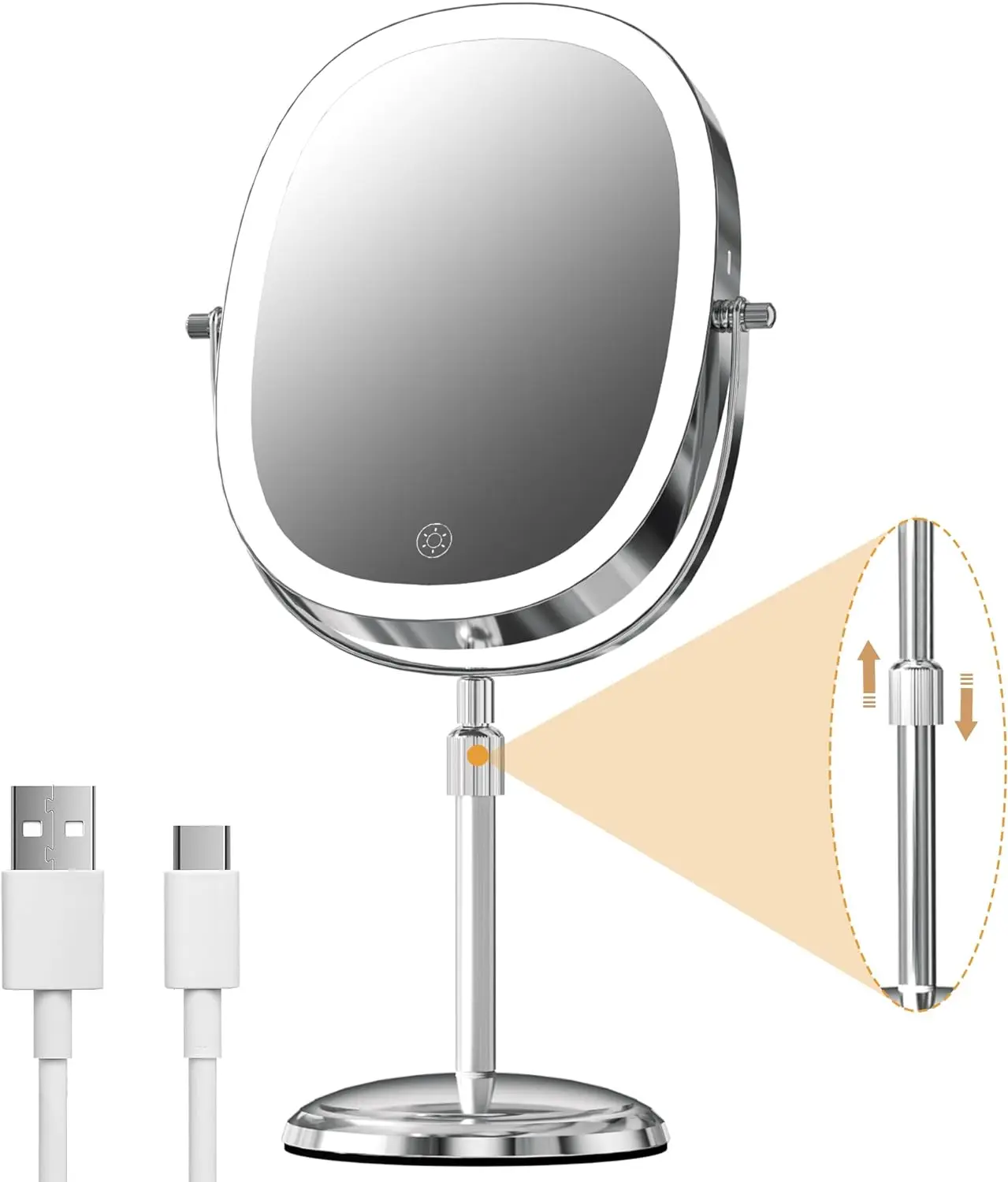 

Lighted Vanity Makeup Mirror, 1x/7x Desk Magnification Mirror with 3 Color Lights, Double Sided Dimmable LED Tabletop Mirror wit