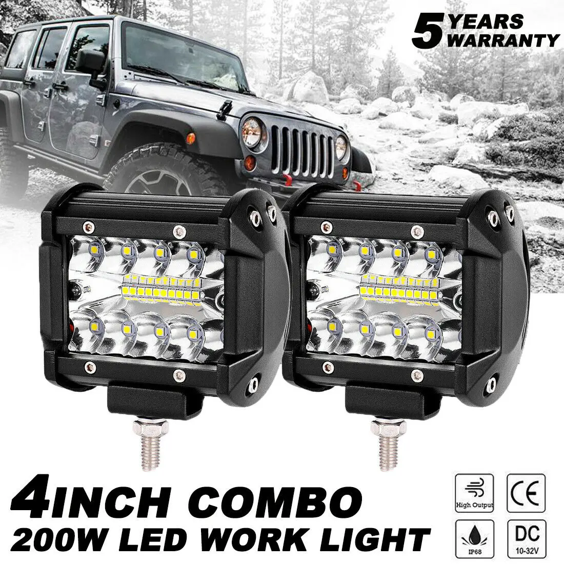 60 Вт 4 дюйма 20 светодисветодиодный светильник рабочий свет светодиодсветильник фары точечный прожектор луч для работы вождения внедорожника лодки автомобиля трактора грузовика