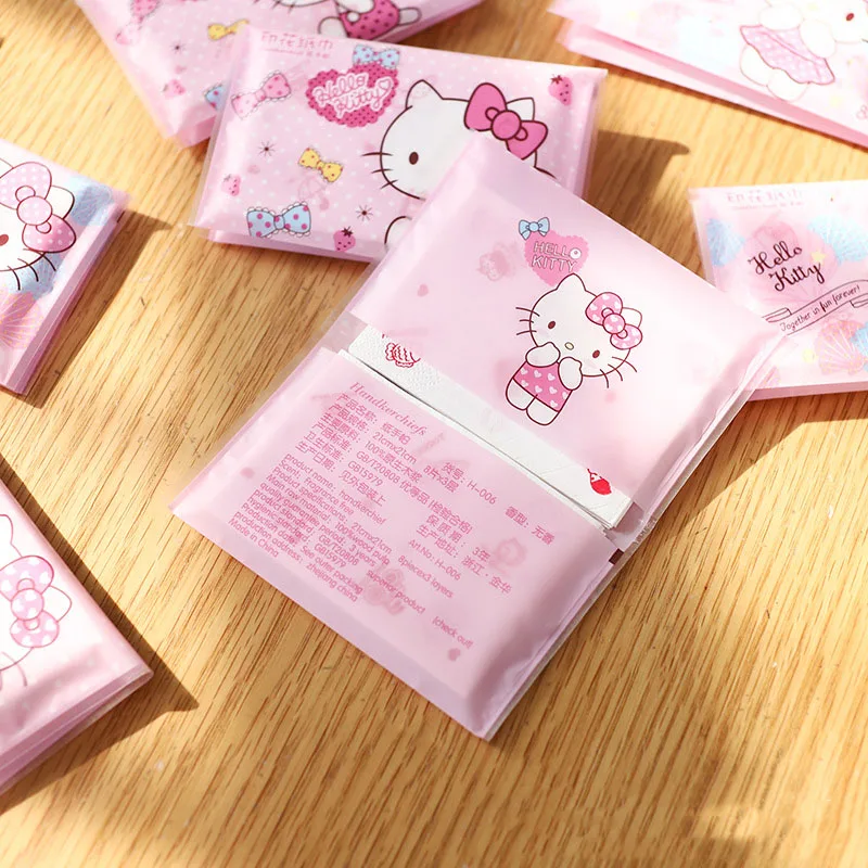 

9Pcs Kawaii Sanrio Tissue Paper Hello Kittys Accessories Cute Anime Portable Purse Style Handkerchiefs Napkins Toys Girls Gift