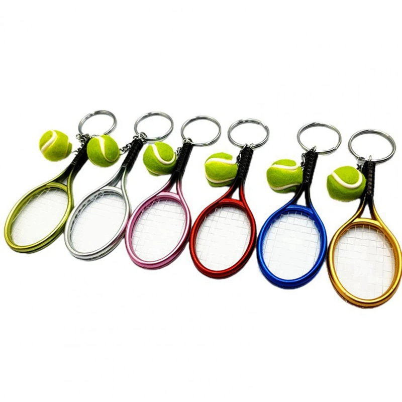 

18Pcs Mini Tennis Racket Ball Keychain Pendant Bag Accessories For Bag Sport Advertisement Fans Souvenirs Key Ring