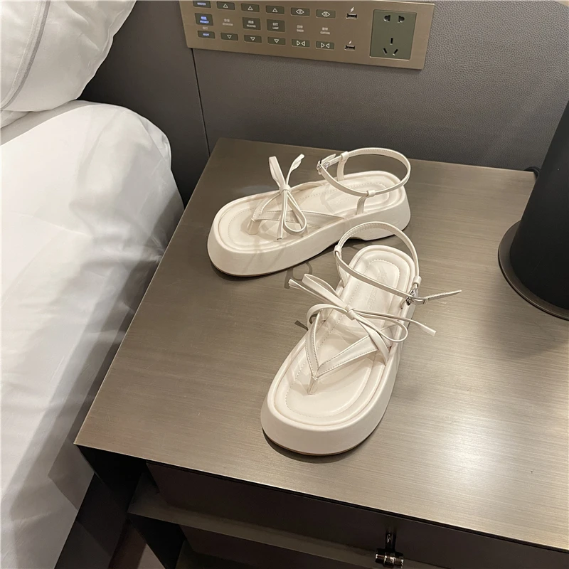 

Fashion Clip Toe Sandals Women Platform Flats Heels Casual Ladies Open Toe Bohemian Shoes Sandal Ankle Buckle 2022 Summer Mujer