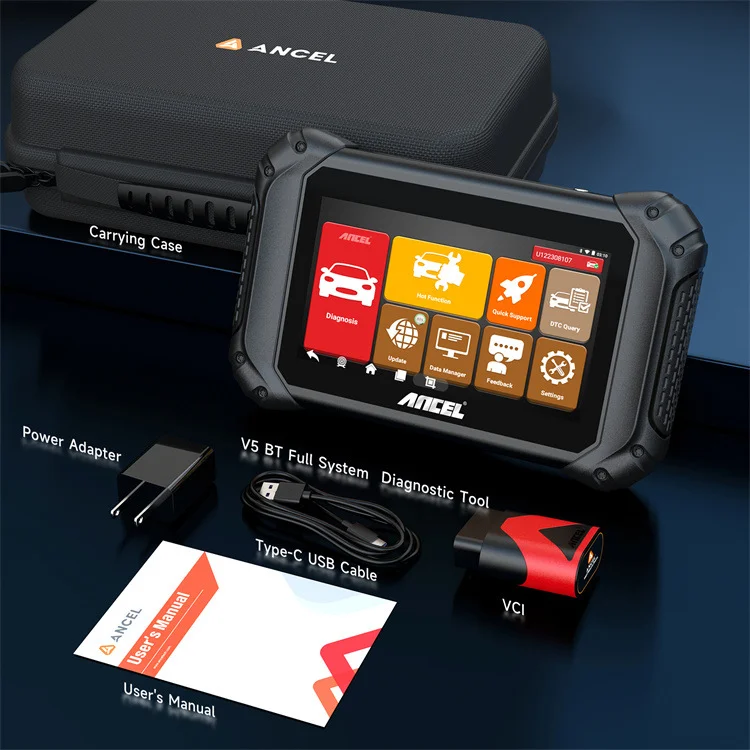 Фото Новый автомобильный сканер ANCEL V5BT OBD2, беспроводной двунаправленный диагностический инструмент, полный функционал: активные тесты систем, ABS, масляный датчик, TPMS, SAS, BMS, CAN-FD. №2
