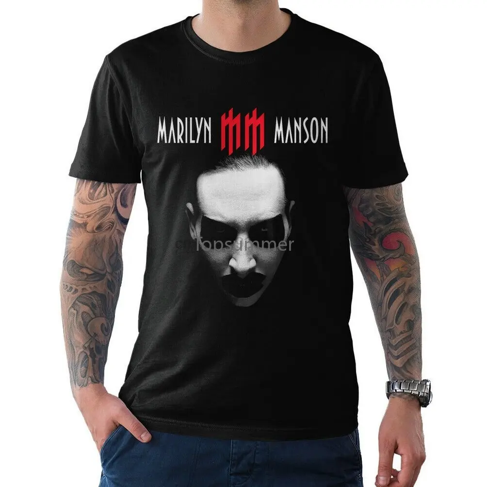

Marilyn Manson Graphic Rock T-Shirt Premium Cotton Tee Retro O Neck Tee Shirt
