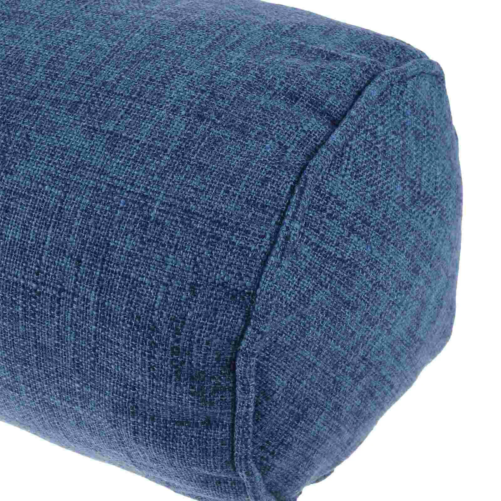 Lumbar Pillow Car Round Cervical Leg 39x16x13cm Light Grey Imitation Cotton Linen images - 6