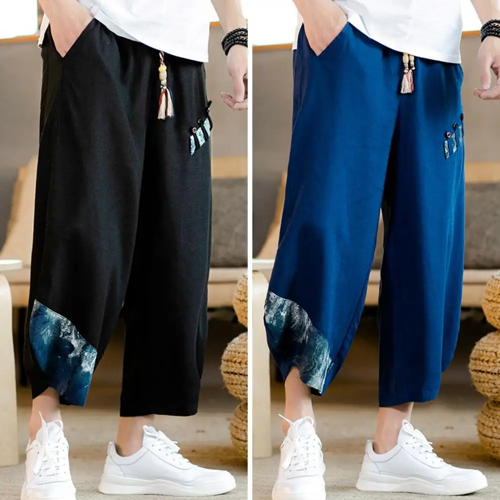 

Брюки мужские повседневные укороченные с карманами и принтом