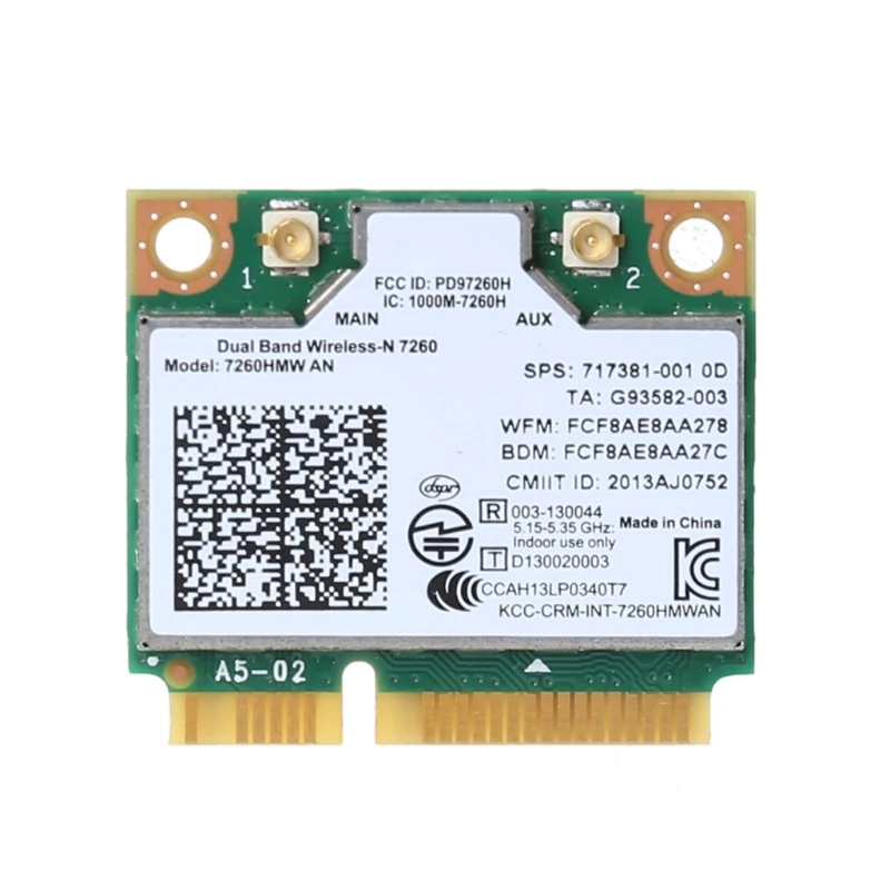 

Dual Band Wireless-N 7260 7260HMW AN Half Mini Pci-e Wifi WLAN Card for Intel