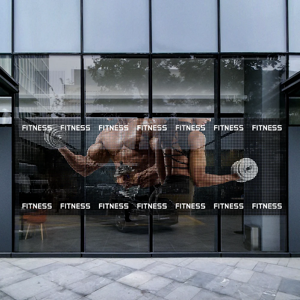 QiAds на заказ силовой смысл тренажерный зал линия талии рекламная стеклянная