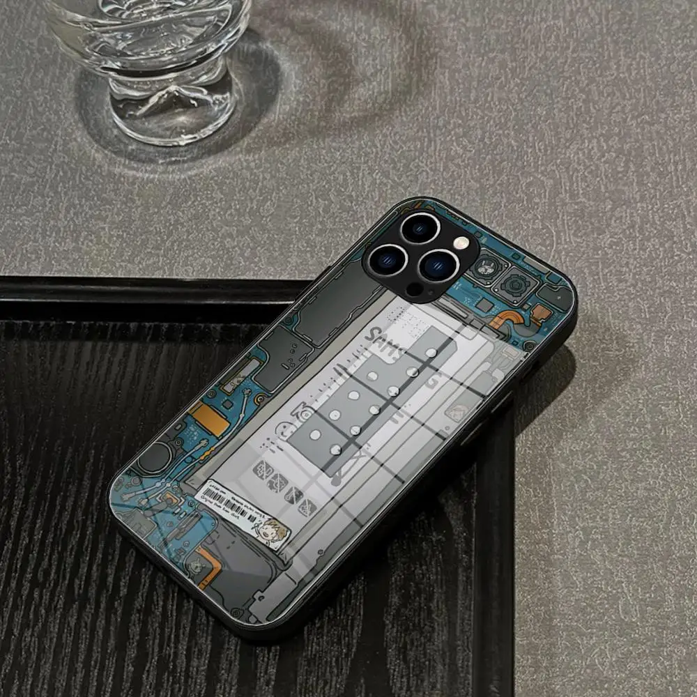 Circuit Board Phone Case NEW 2024 Tempered Glass For IPhone 16 15 Promax 14 13 Pro 12 11 plus Covers