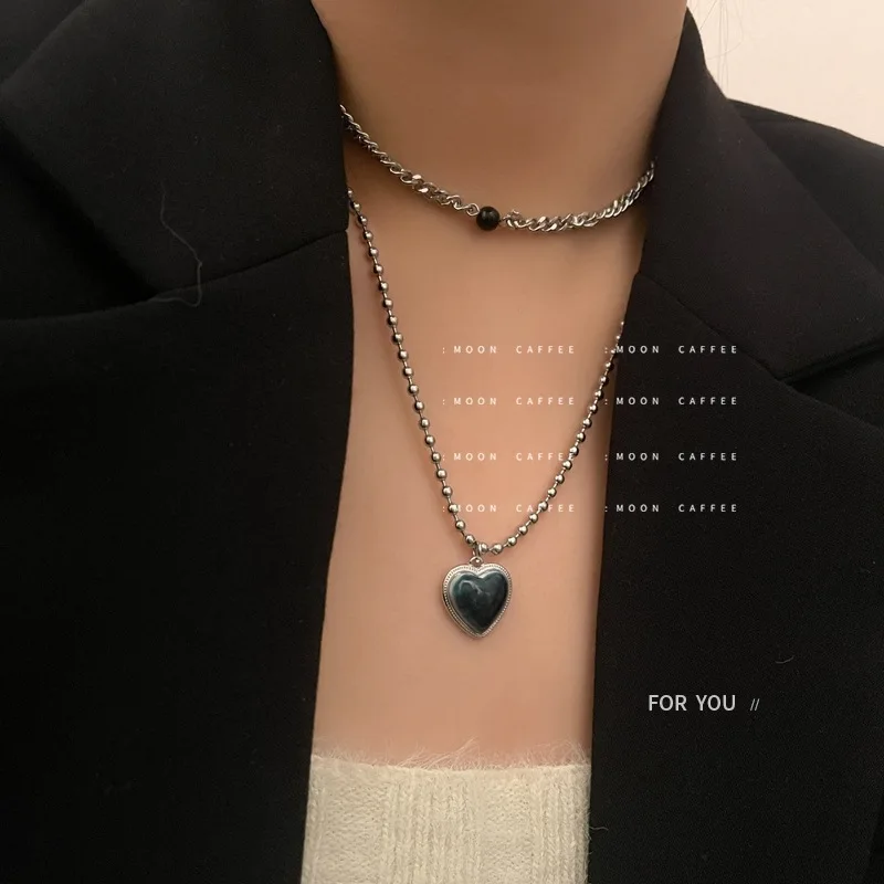 

2022 Silver Color Titanium Steel Heart Pendant Necklace Fashion Jewelry