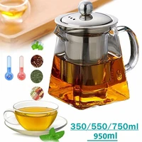household teaware tea set glass teapot for stove heat resistant high temperature explosion proof tea infuser milk rose flower