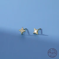 925 sterling silver sparkling zircon star asymmetric stud earrings for women korean simple versatile jewelry wholesale