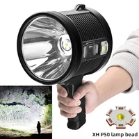 super powerful portable led flashlight searchlight spotlights with cob light solar panel type c charging torch for huntoutdoors