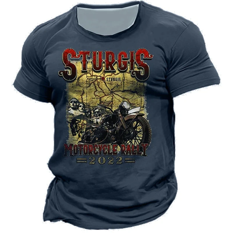 

2022 Summer Vintage Men's T Shirt 3D Retro Motorcycle Oversized T shirt Men Clothing Biker Racing T-shirts Motor Tees Tops