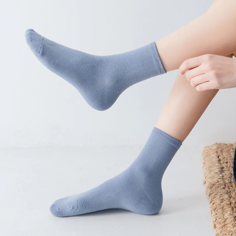 

RZHBRO 3 Pairs / Set of Lovely Socks Children's Original Dormitory Morandi Cotton Kawai Women's Socks Solid Color Summer 36-39