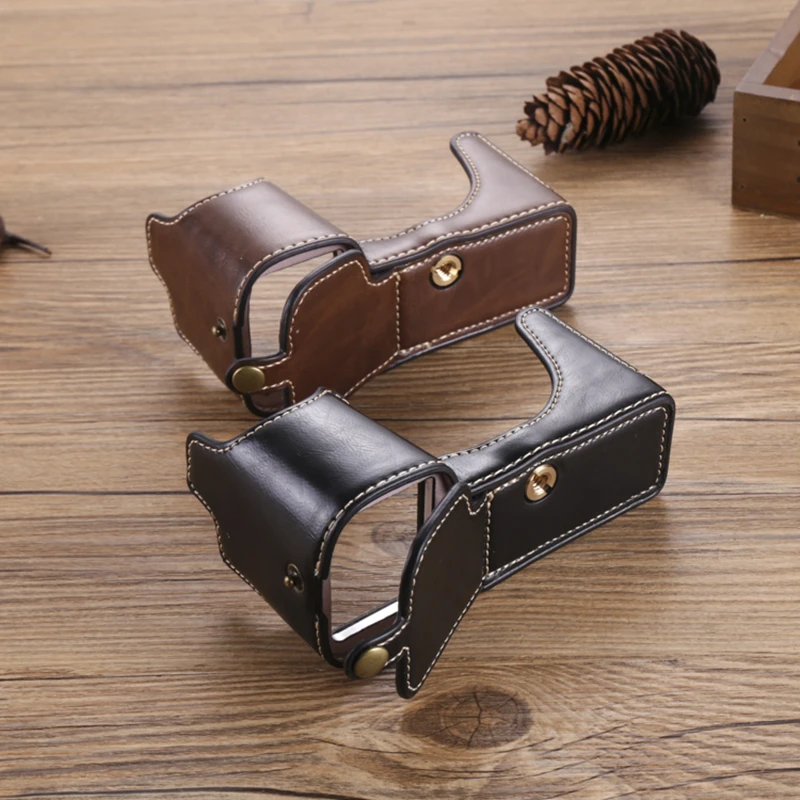 

A7M4 A7M3 A7SIII PU leather case Camera bag For Sony A7III A6000 A6300 A6600 Protective handle base Half body cover portable