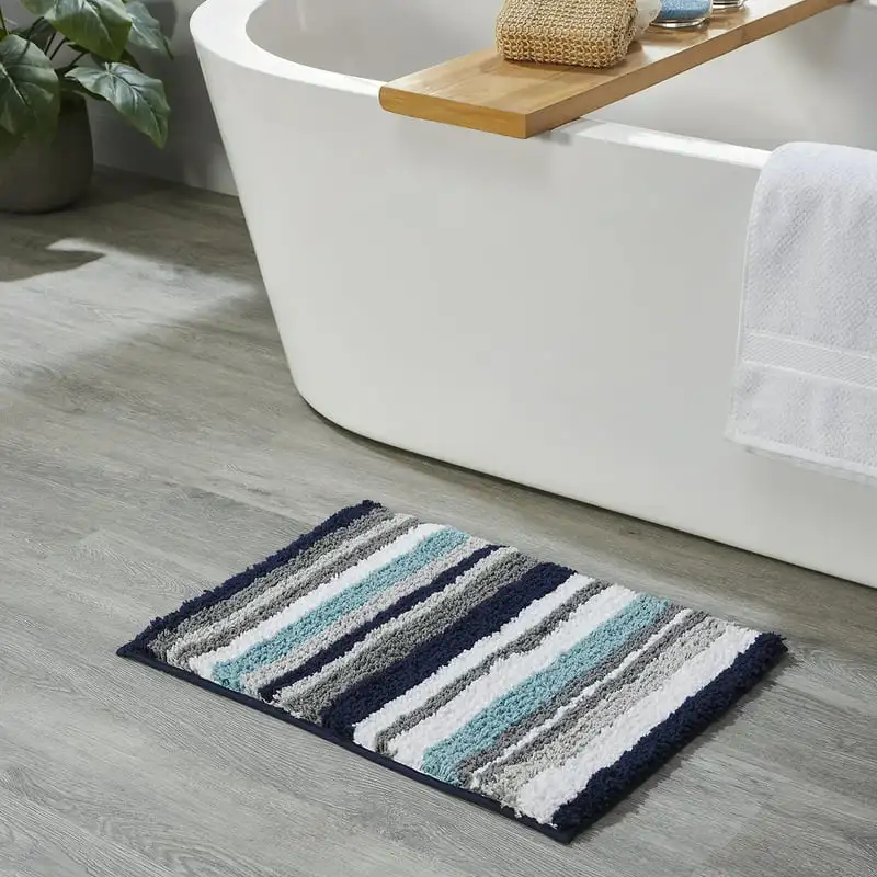 

100% Polyester 17" x 24" Bath Rug - & Gray
