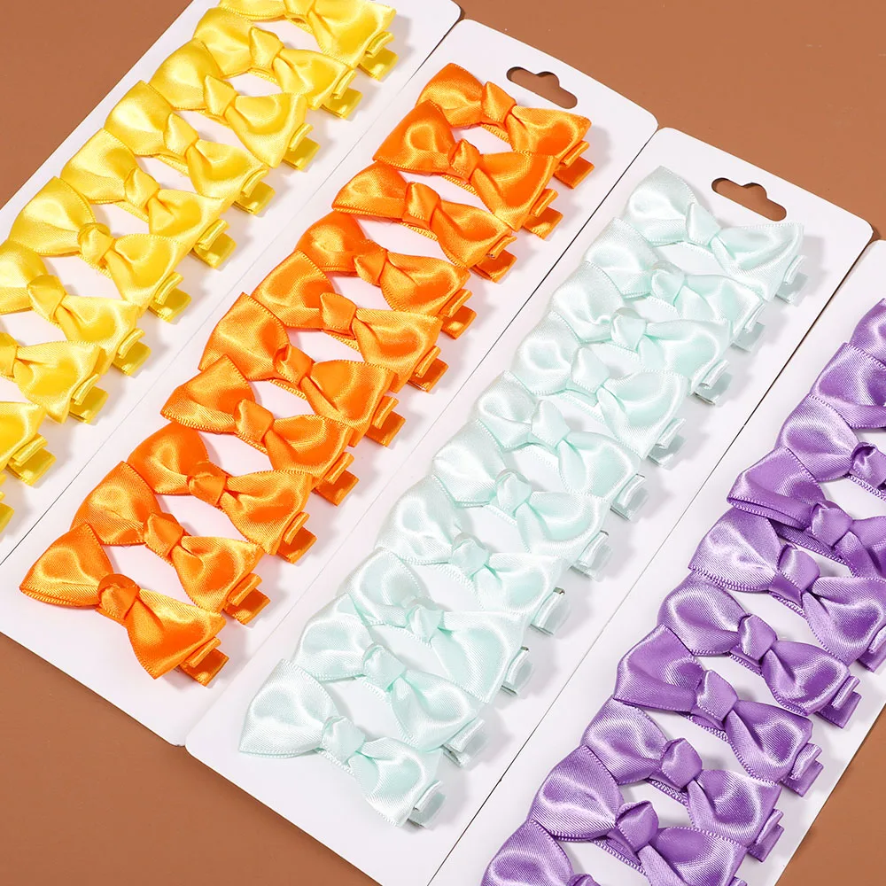 

10Pcs/Set 2Inches Ribbon Solid Color Bows Hair Clips for Kids Girls Hairpins Covered Safety Clips Baby Hair Accessories Headwear