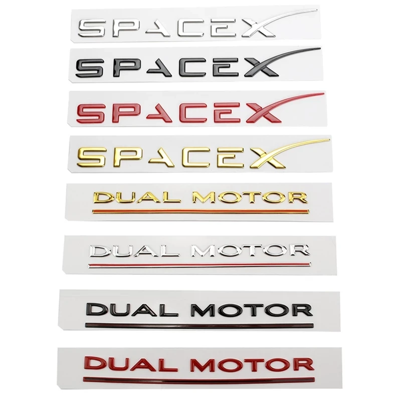 

3D SpaceX Stickers Fender Side Decal For Tesla Model X Y S 3 Space X Letter Logo DUAL MOTOR Emblem Badge Trunk Car Accessories