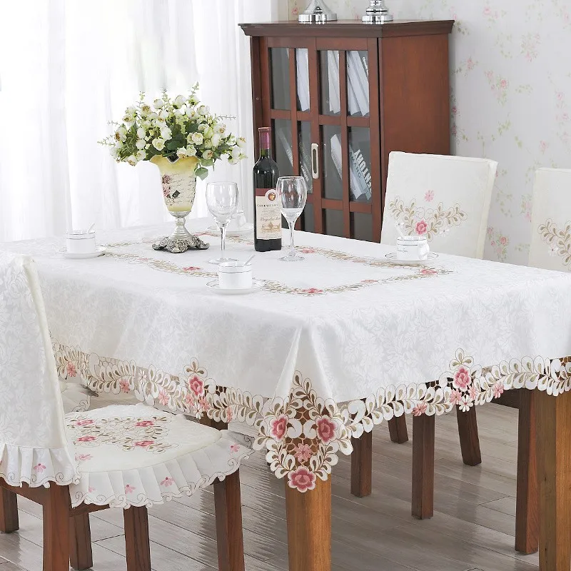 

European Style Hollow Home Tablecloth Simple Luxury Pastoral Style Rectangular Tablecloth