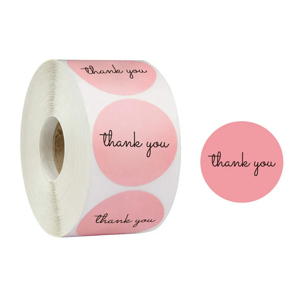 

500 шт./рулон, самоклеящиеся этикетки «Thank You»