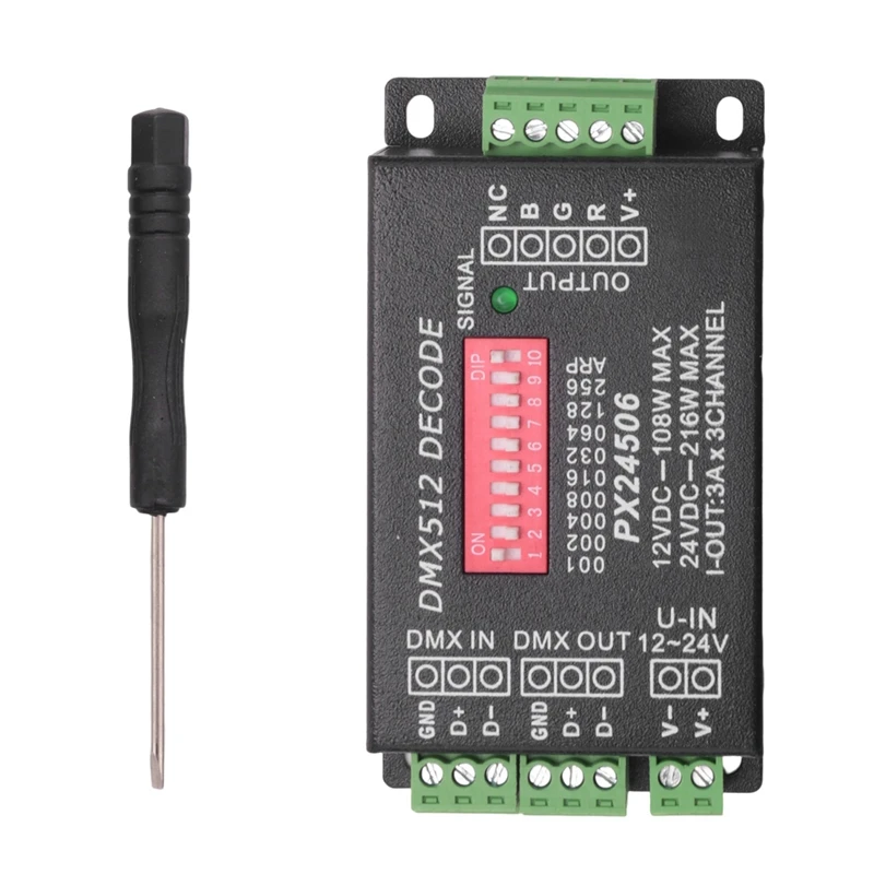 DC12V 24V PX24506 DMX 512 декодер драйвер усилителя контроллер для светодиодной ленты RGB