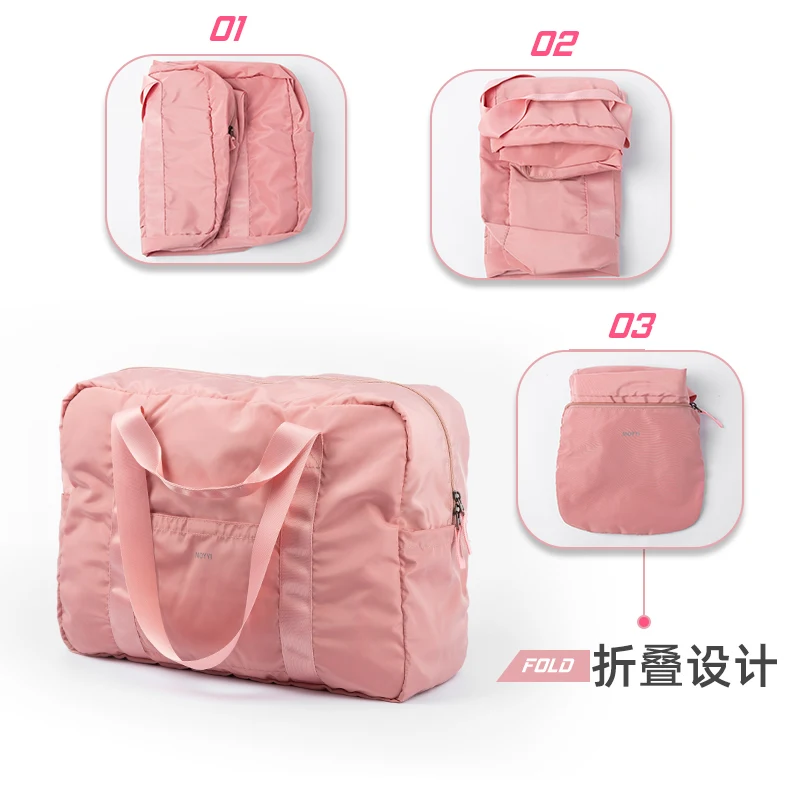 Simple and Portable Folding Bag Women's Summer Large Capacity Leisure Short Business Trip Travel Portable Luggage Bag Can Cover