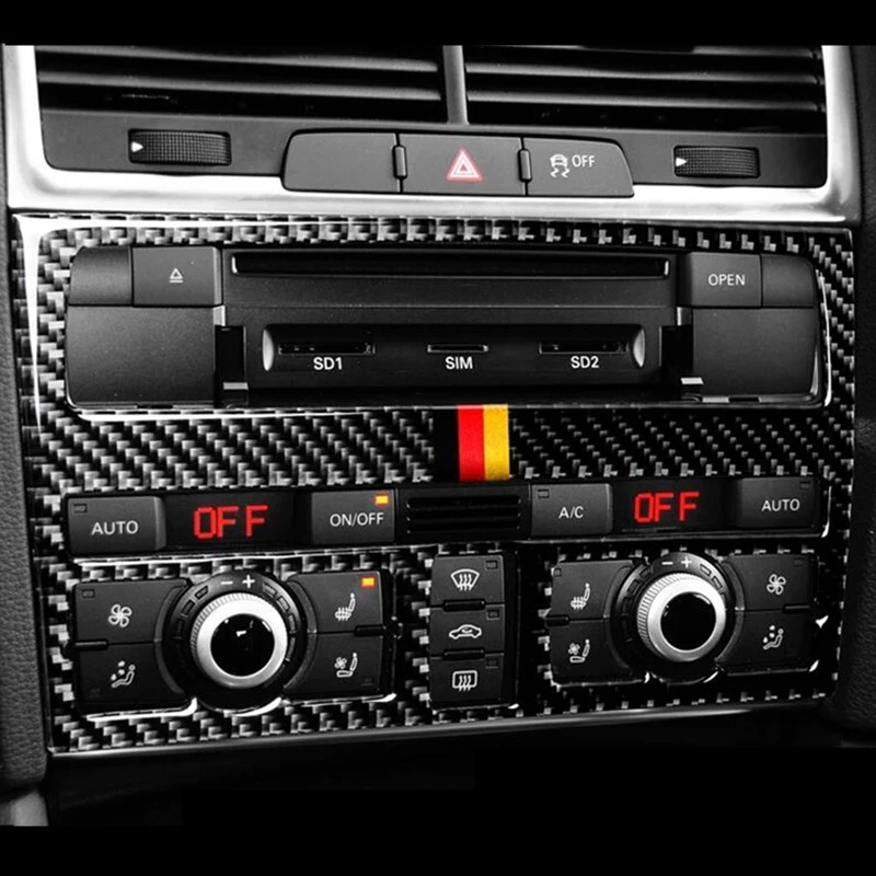 

Carbon Fiber Console CD Panel Decoration Gear Shift Cover Trim For Audi Q7 2008-2015 Interior Door Armrest Buttons Frame Sticker