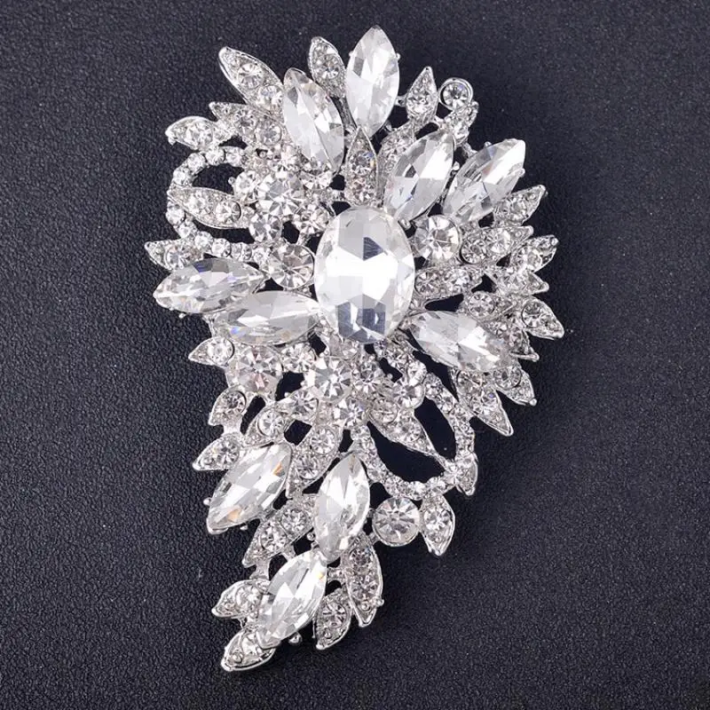 

Exquisite Fashion Large Crystal Zircon Water Drop Rhombus Flower Brooch Pins for Women Elegant Party Prom Banquet Jewelry