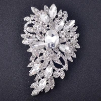 exquisite fashion large crystal zircon water drop rhombus flower brooch pins for women elegant party prom banquet jewelry