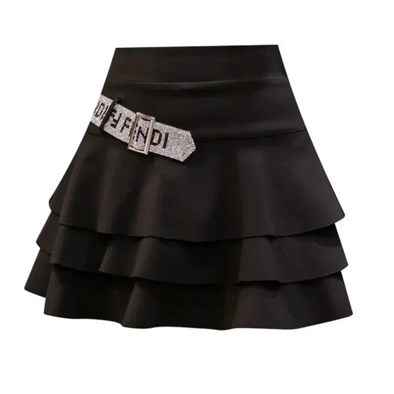 Юбка-трапеция Женская плиссированная с оборками и высокой талией