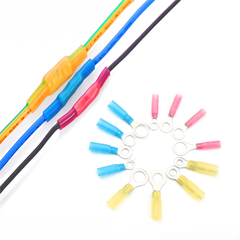 

Heat Shrink Terminal Cable Connectors AWG 12-10 16-14 22-16 Crimp Terminals Industrial Grade Electrical Cable Splice Copper Ring