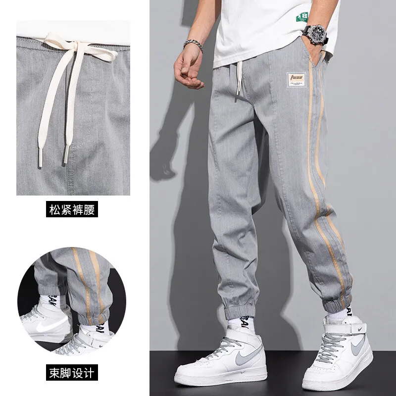 Summer New Casual Pants Men's Korean Fashion2022Ankle-Tied Loose Fashionable All-Matching Sports PantsK918-P50