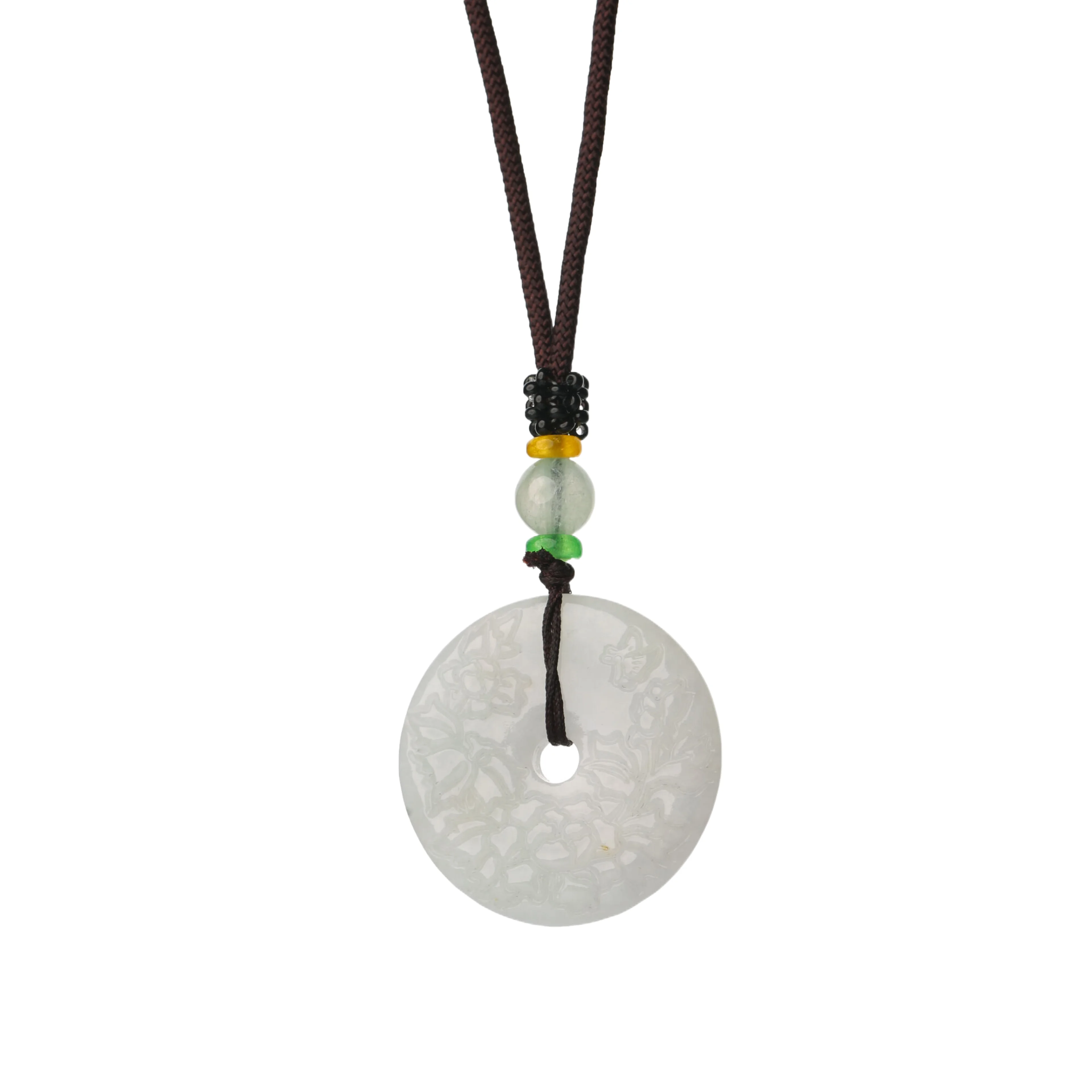 

CYG Natural Jade Necklace Round Pendant Chinese Ping An Kou Gemstone Gift Improve Security and Well-being Free Shipping Items