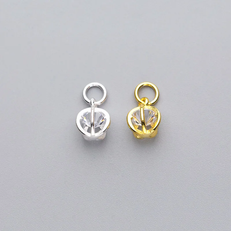 S925 silver inlaid zircon three-dimensional hollow ball pendant DIY handmade jewelry accessories