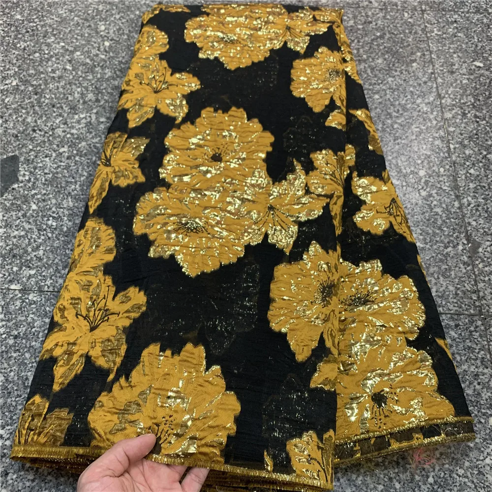

African Lace 2023 High Quality Embroidery For Women Organza Fabrics Evening Dresses Yellow For Sewing Lace Fabric 5yards Clothes