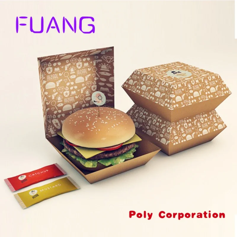 Custom Printed Recycled Containers Take Away Food Burger Hamburger Box Packaging Sushi Cake Cookie Cheesecake Paper Boxes