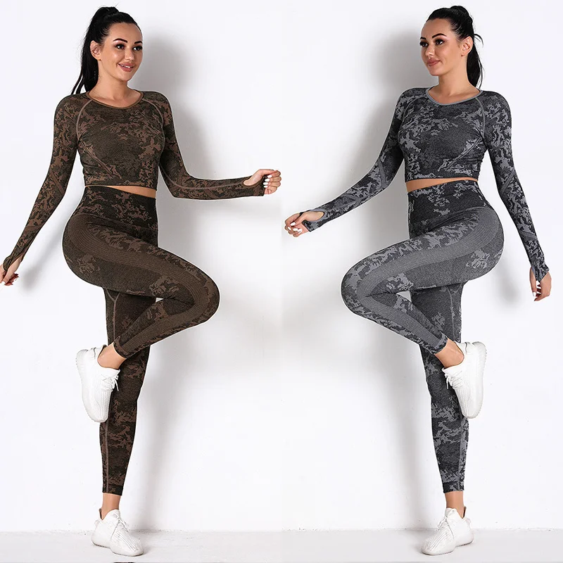 

Women Gym Clothes 2 Piece Yoga Sets Sport Top and Jogging Leggings Clothing Yogas Set Green Activewear Women Fitness Sports Suit