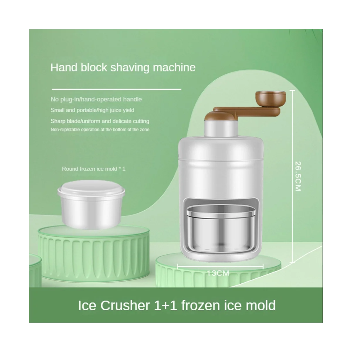 

Manual Ice Crusher Smoothies Ice Breaker with 1X Ice Box Mold Shaved Ice Machine for Kitchen Gadgets Ice Blender