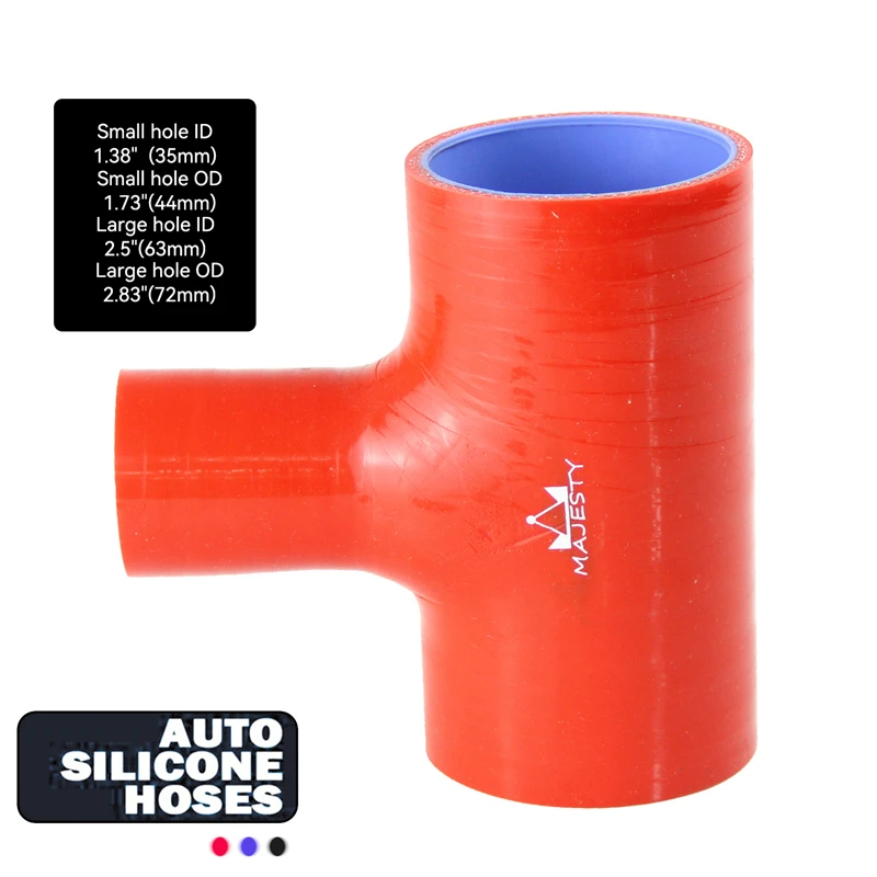 

2.5in/63mm T Piece Silicone Hose T Shape Tube for 35mm ID BOV Black/Blue/Red