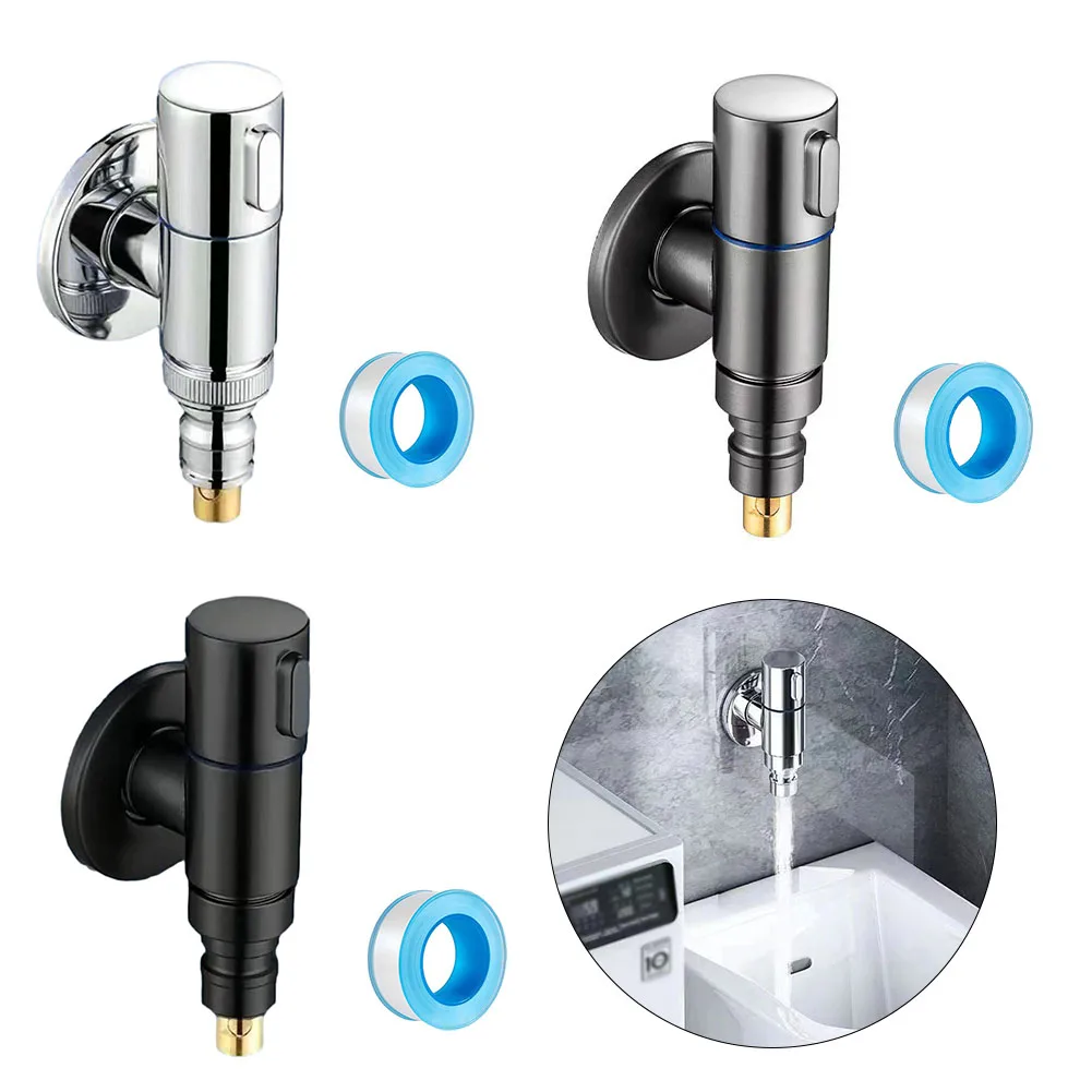 

1/2" Washing Machine Faucets Stainless Steel Faucet Water Stop Quick Opening Angle Valve Wall Mounted Bathroom Shower Tap