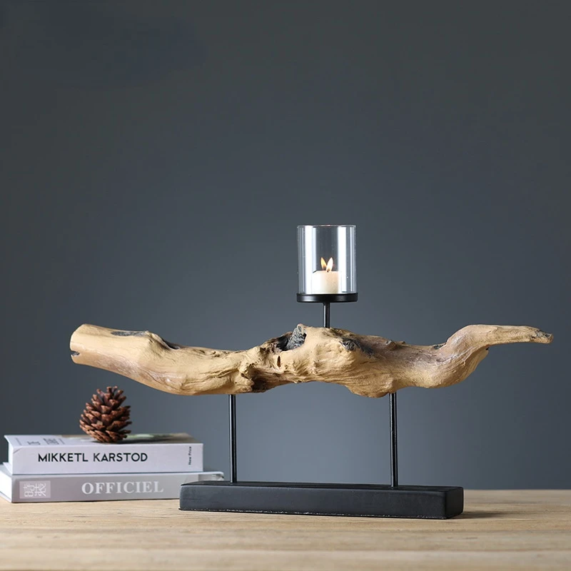 

Simple Abstract Resin Craft Home Withered Wood Candle Holder Hotel Restaurant Decoration Gifts
