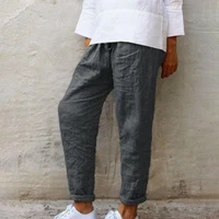 women trousers harem pants temperament solid color pockets summer vintage lace up pants streetwear