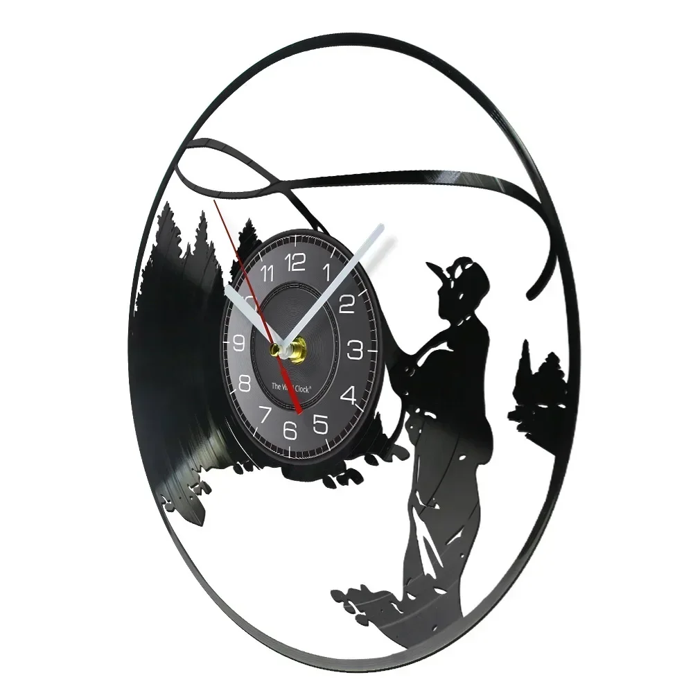 Настенные часы с изображением рыбака и озера домашний декор настенные виниловой