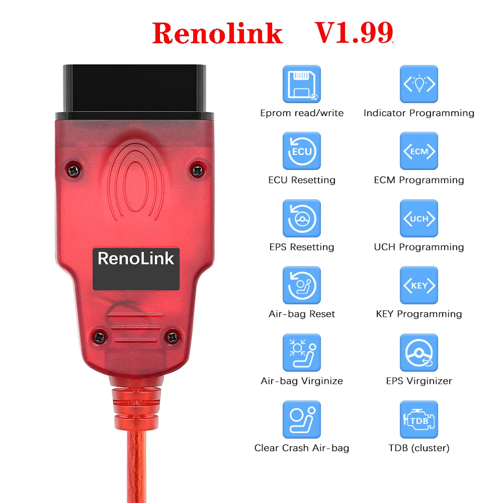 

Renolink V1.99 For Renault Car OBD2 ECU Programmer Airbg Reset OBD2 Auto Diagnostic Tool ECM UCH Key Programmer