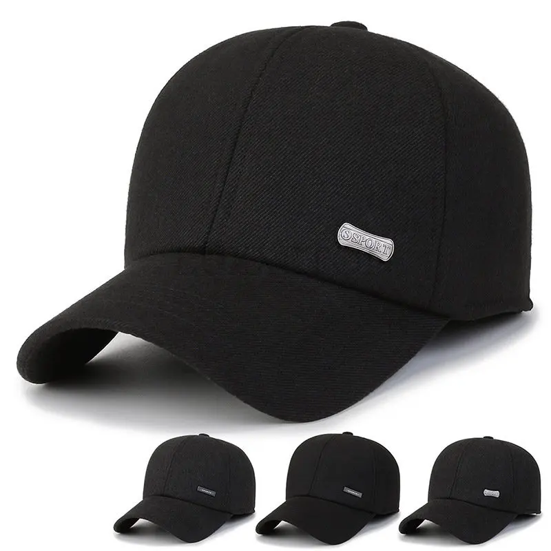 

Новая зимняя мужская шапка с защитой от холода, теплая плюшевая утепленная бейсболка, Мужская кепка для грузовика, шапка с кнопками, Регулир...