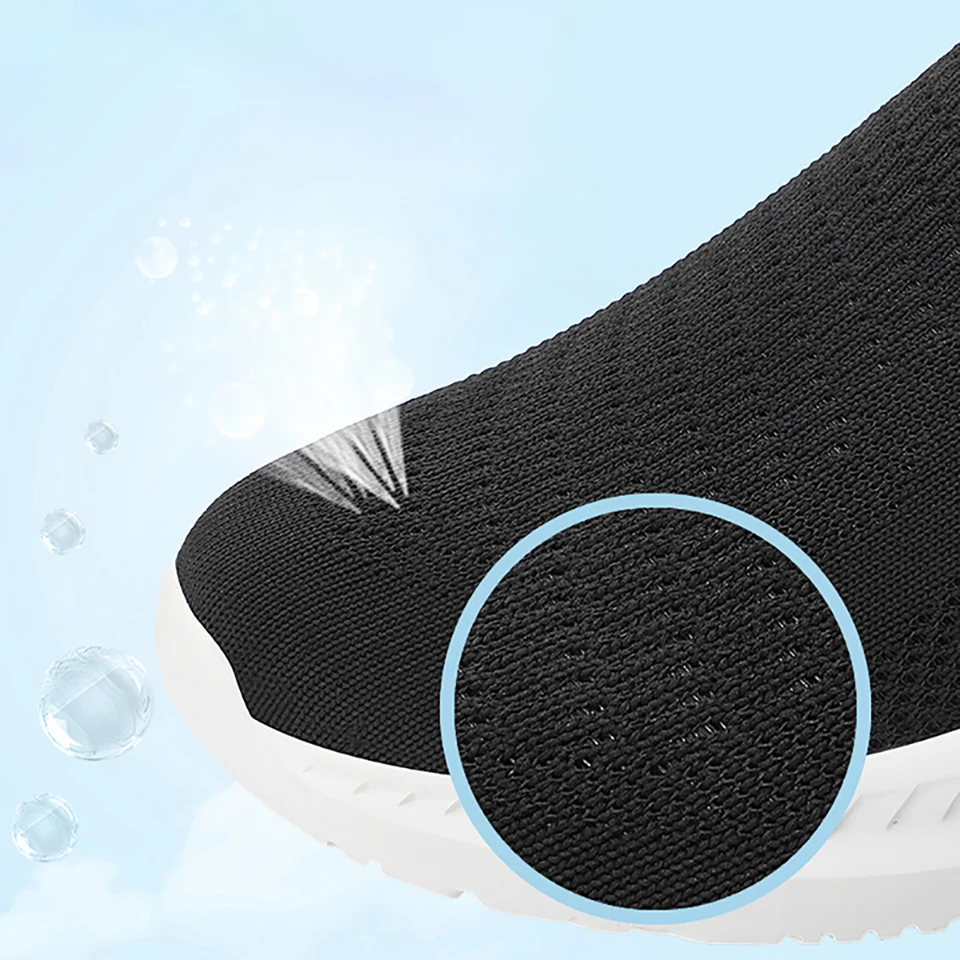 Loekeah Men Walking Shoes Women Casual Shoes Slip-on Breathable Socks Footwear Non-slip Outdoor Trendy Mesh Sneakers Flats