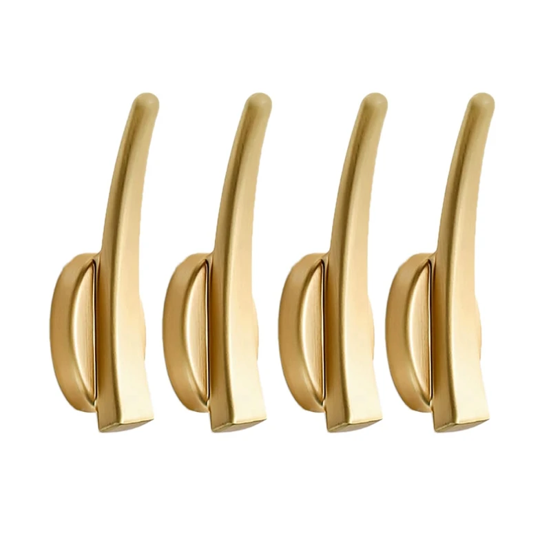 

JFBL Hot 4 PCS Coat Hooks Gold Heavy Duty Single Hooks Wall Mounted Towel Hooks For Bathrooms Kitchen