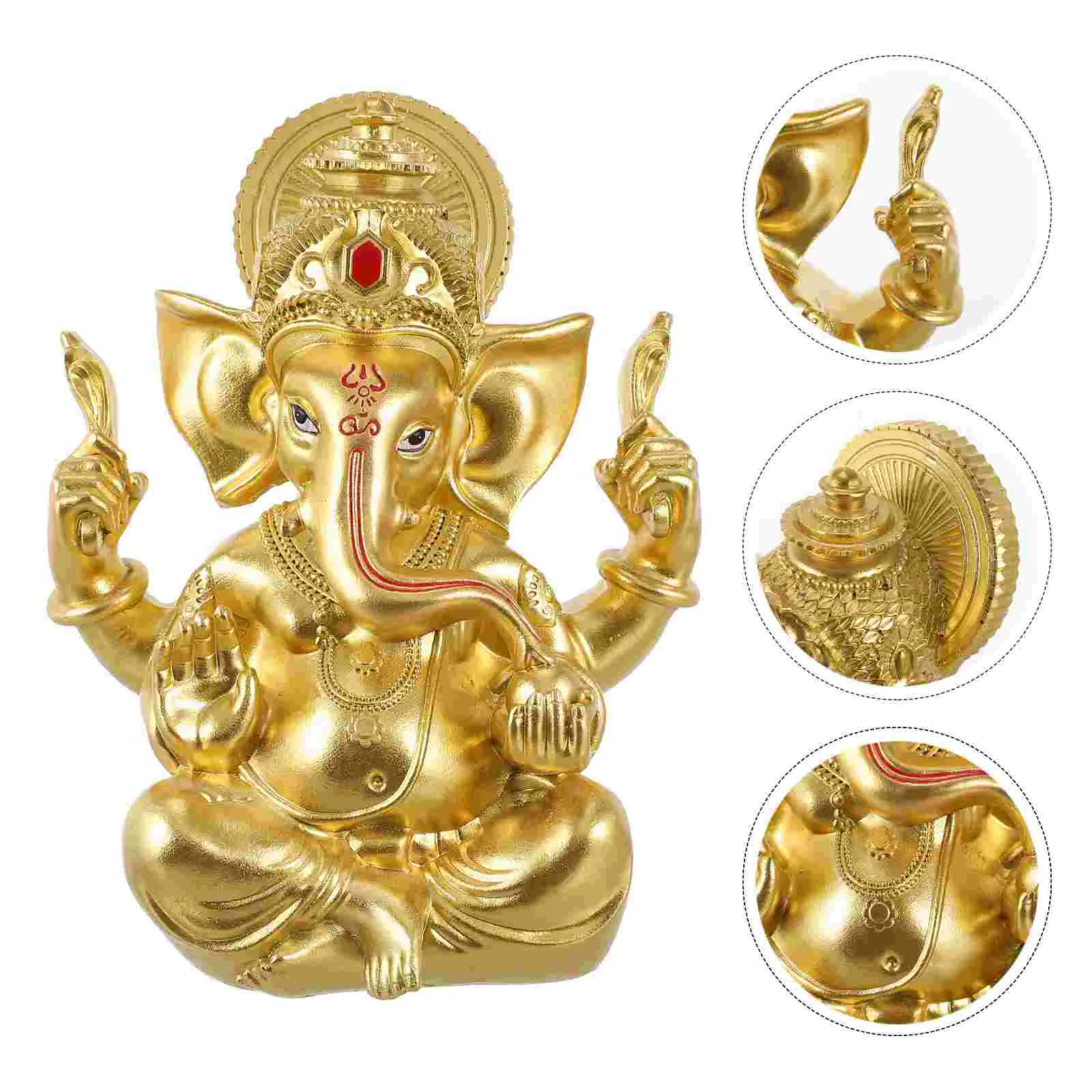 

Decoration Elephant Trunk God Ornament Household Gold Lord Ganesha Statues Resin Decorative Buddha